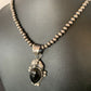 Native American Men's Navajo Pearls Necklace Pendant | Sterling Silver Black Onyx | 13099
