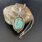 Men's Navajo Turquoise #8 Pendant Necklace | Sterling Silver | Native American Handmade | 13260