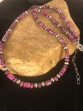Natural Purple Sugilite Bead Sterling Silver Necklace | Southwestern Navajo | 22" | 1303