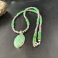 Navajo Green Turquoise Pendant Necklace | Sterling Silver | 21" | Authentic Native American Handmade | 14471