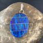 Navajo Sterling Silver Peacock Blue Opal Inlay Pendant | Men's Women's | Authentic Native American | 13141