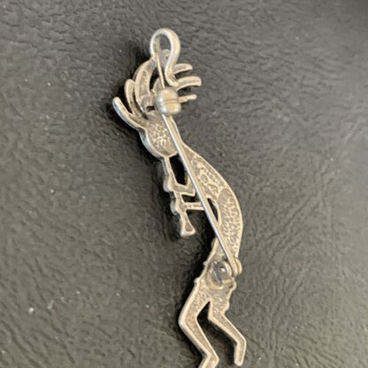 Native American Navajo Kokopelli Pin Pendant | Sterling Silver | Authentic Handmade | 12277