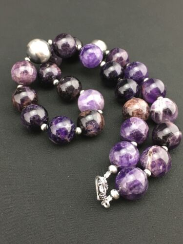 Navajo Purple Amethyst Necklace | Sterling Silver | Native American Handmade | 19" | 1281