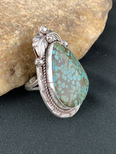 Native American Navajo Spiderweb Turquoise Ring | Sterling Silver | Sz 9.5 | 286 - Masha USA