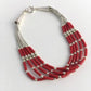Navajo Red Stabilized Coral Heishi Sterling Silver Bracelet | 5-Strand | 7" | 13603