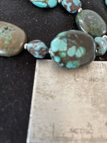Navajo Chunky Turquoise #8 Necklace | Sterling Silver Pearls | Authentic Native American Handmade | 21" | 1240