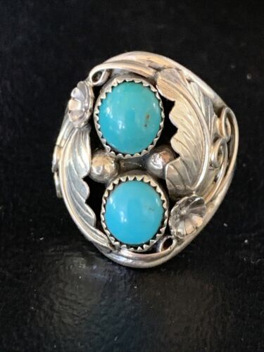 Navajo Kingman Turquoise Multi-Stone Ring | Authentic Native American Sterling Silver | Sz 10 | 14168