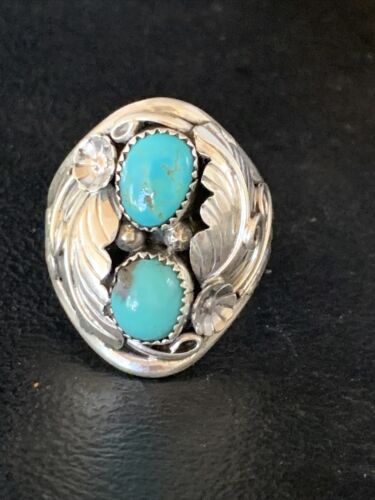 Navajo Kingman Turquoise Multi-Stone Ring | Authentic Native American Sterling Silver | Sz 11.5 | 14174