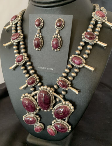 Navajo Purple Spiny Squash Blossom Naja Pendant | Sterling Silver | Authentic Native American Handmade | 12182 - Masha USA