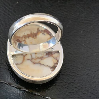 Navajo Wild Horse Turquoise Ring | Sterling Silver | Sz 7.5 | Authentic Native American Handmade | 10491