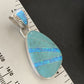 Men's Women's Navajo Blue Turquoise Opal Inlay Pendant | Sterling Silver | Authentic Native American Handmade | 12489