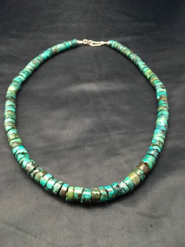 Southwestern Turquoise Heishi Bead Necklace | 12mm | 23" | Sterling Silver | 13929
