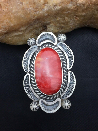 Native American Navajo Spiny Oyster Ring | Sterling Silver | Sz 7 | 4191
