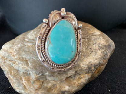 Native American Men's Navajo Blue Royston Turquoise Ring | Sterling Silver | Sz 9 | 674