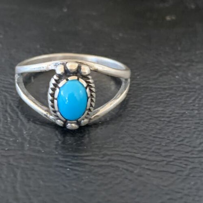 Southwestern Old Pawn Navajo Blue Turquoise Ring | Sterling Silver | Sz 5.5 | 10773