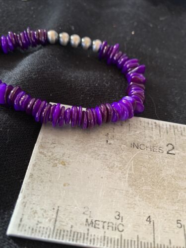 Navajo Pearls Purple Mother of Pearl Necklace | Sterling Silver | Authentic Native American Handmade | 20" | 1151