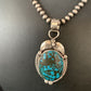 Navajo Spiderweb Turquoise Pendant Necklace | Sterling Silver | 2.25" | Authentic Native American Handmade | 14061