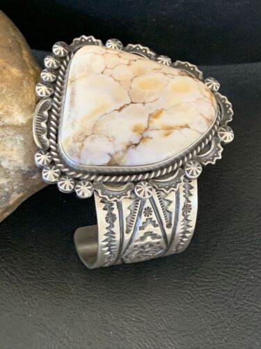 Native American Men's Wild Horse Turquoise Cuff Bracelet | Navajo Sterling Silver | 1417