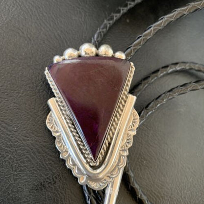 Southwestern Men's Bolo Tie | Purple Spiny Oyster | Sterling Silver | Navajo | 12936
