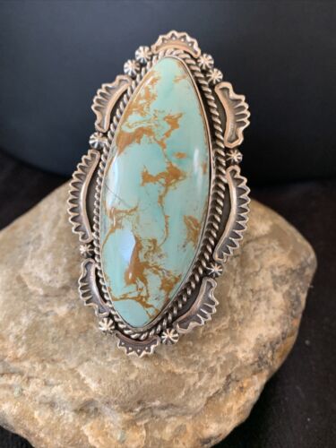 Native American Men's Blue Royston Turquoise Ring | Sterling Silver | Sz 10 | 746