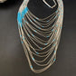 Turquoise Liquid Silver Heishi Necklace | 20 Strand Sterling Tube Pendant | Native American Handmade | 12296