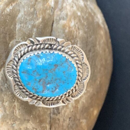 Navajo Blue Kingman Turquoise Ring | Sterling Silver | Sz 9 | 12953