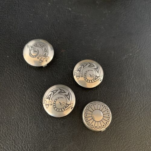 Native American Sterling Silver Button Covers | 0.8" | Navajo Set of 4 | Handmade | 13732