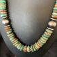 Navajo Pearls Green Turquoise Necklace | Sterling Silver | Authentic Native American | 21" | 12329