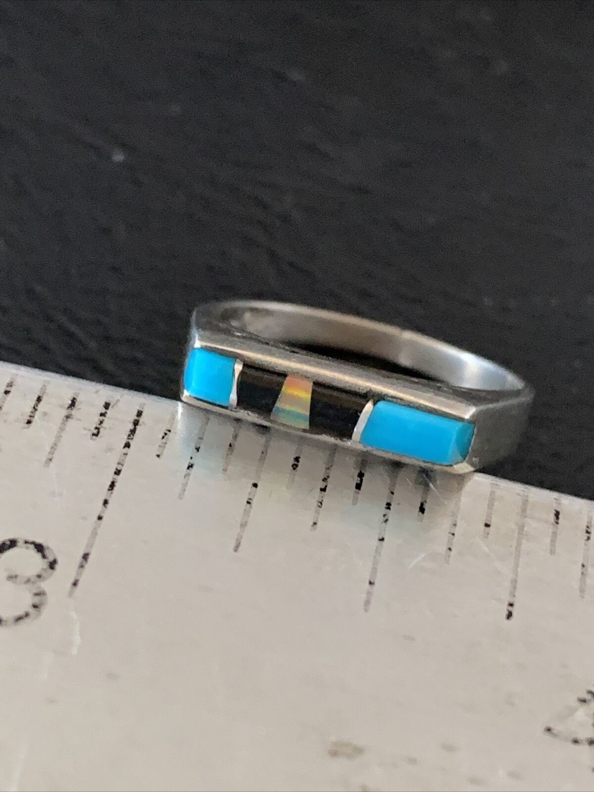 Native American Navajo Blue Lapis Turquoise Opal Inlay Ring | Sz 6 | 11145