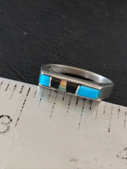 Native American Navajo Blue Lapis Turquoise Opal Inlay Ring | Sz 6 | 11145 - Masha USA