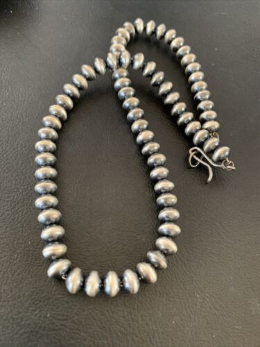 Navajo Pearl Rondelle Necklace | Sterling Silver Beads | Handmade | 17" | 2156