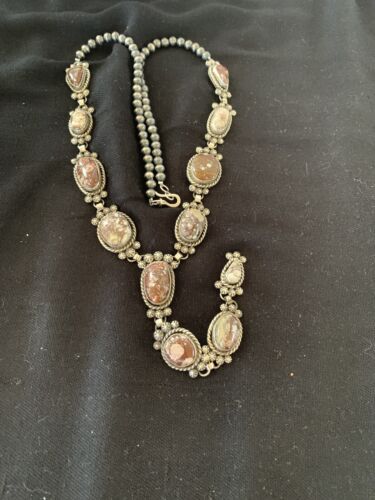 Native American Lariat Necklace | Wild Horse Turquoise | Sterling Silver | Navajo Handmade | 00583