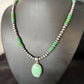 Navajo Green Turquoise Pendant Necklace | Sterling Silver | 21" | Authentic Native American Handmade | 14471