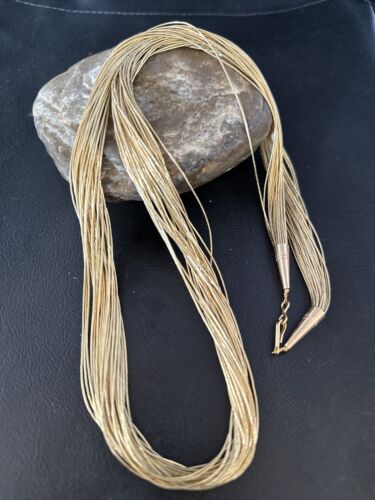 Southwestern Liquid Gold Heishi Necklace | 30 Strands | Sterling Silver Tubes | 30" | 14711
