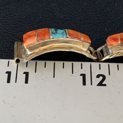 Navajo Turquoise Spiny Oyster Inlay Watch Tips | Sterling Silver & Gold-Filled | Authentic Native American Jewelry | 13725