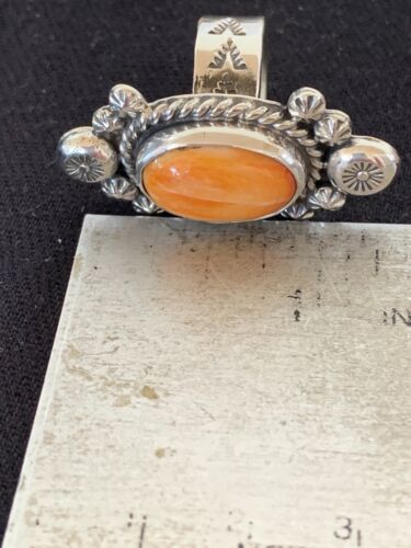 Southwestern Women's Sterling Silver Orange Spiny Oyster Ring | Sz 6 | 00457