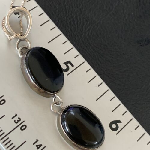 Navajo Black Onyx Inlay Pendant | Sterling Silver | Authentic Native American Handmade | 12933