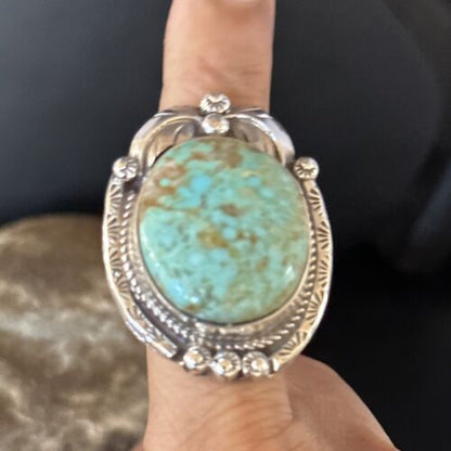 Southwestern Navajo Blue Turquoise #8 Rings | Sterling Silver | Sz 9 | 14286