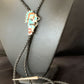 Men's Bolo Tie | Zuni Kachina | Blue Kingman Turquoise & Coral | Sterling Silver | 13672