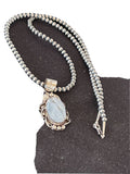 Navajo Blue Larimar Pendant Necklace | Sterling Silver Beads | Authentic Native American Handmade | 01212