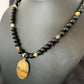 Men's Navajo Pearls Onyx Bumblebee Jasper Necklace Pendant | Sterling Silver | Native American Handmade | 10323