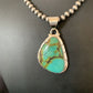 Men's Navajo Blue Spiderweb Turquoise Pendant Necklace | Sterling Silver | Authentic Native American Handmade | 10674