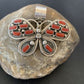 Navajo Red Coral Butterfly Pendant | Authentic Native American Sterling Silver | Multi-Stone | 1.5" | 1998