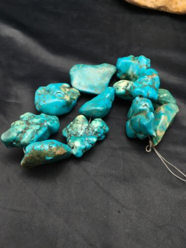 Native American Blue Turquoise Nugget Bead Strand | Free Form | 3152 - Masha USA