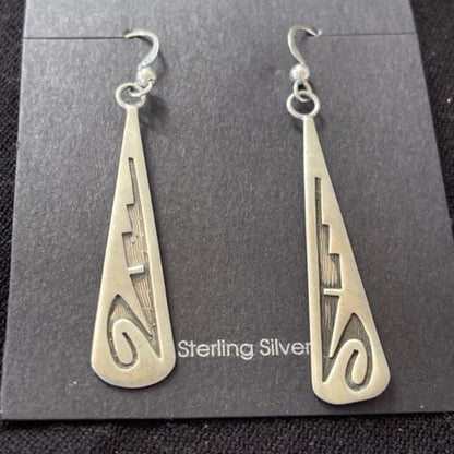 Native American Hopi Sterling Silver Dangle Earrings | Handmade | 01507