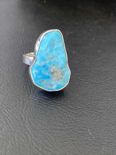 Navajo Blue Kingman Turquoise Ring | Sterling Silver | Sz 7.5 | Authentic Native American Handmade | 11615