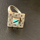 Native American Women's Navajo Blue Kingman Turquoise Inlay Ring | Sz 7 | 13173