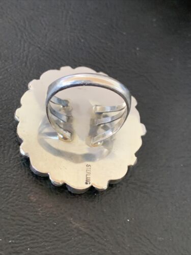 Navajo Women's Green Turquoise Multi-Stone Cluster Ring | Authentic Native American Sterling Silver | Sz 9 | 12194