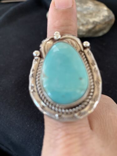 Native American Men's Navajo Blue Royston Turquoise Ring | Sterling Silver | Sz 9 | 674