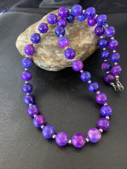 Navajo Pearls Purple Sugilite Bead Necklace | Sterling Silver | Authentic Native American Handmade | 20" | 11805